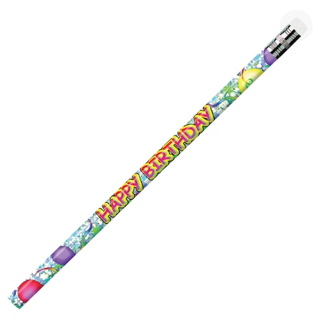J.R. Moon Pencil Co Happy Birthday Glitz Pencils, 12 Per Pack, PK12 7940B